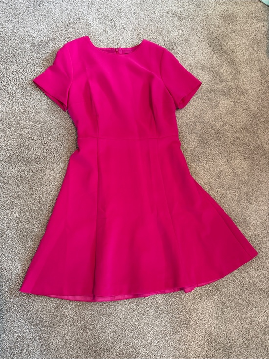 Ann Taylor Dresses & Skirts - Ann Taylor Hot Pink Fit & Flare Short-Sleeve Dress